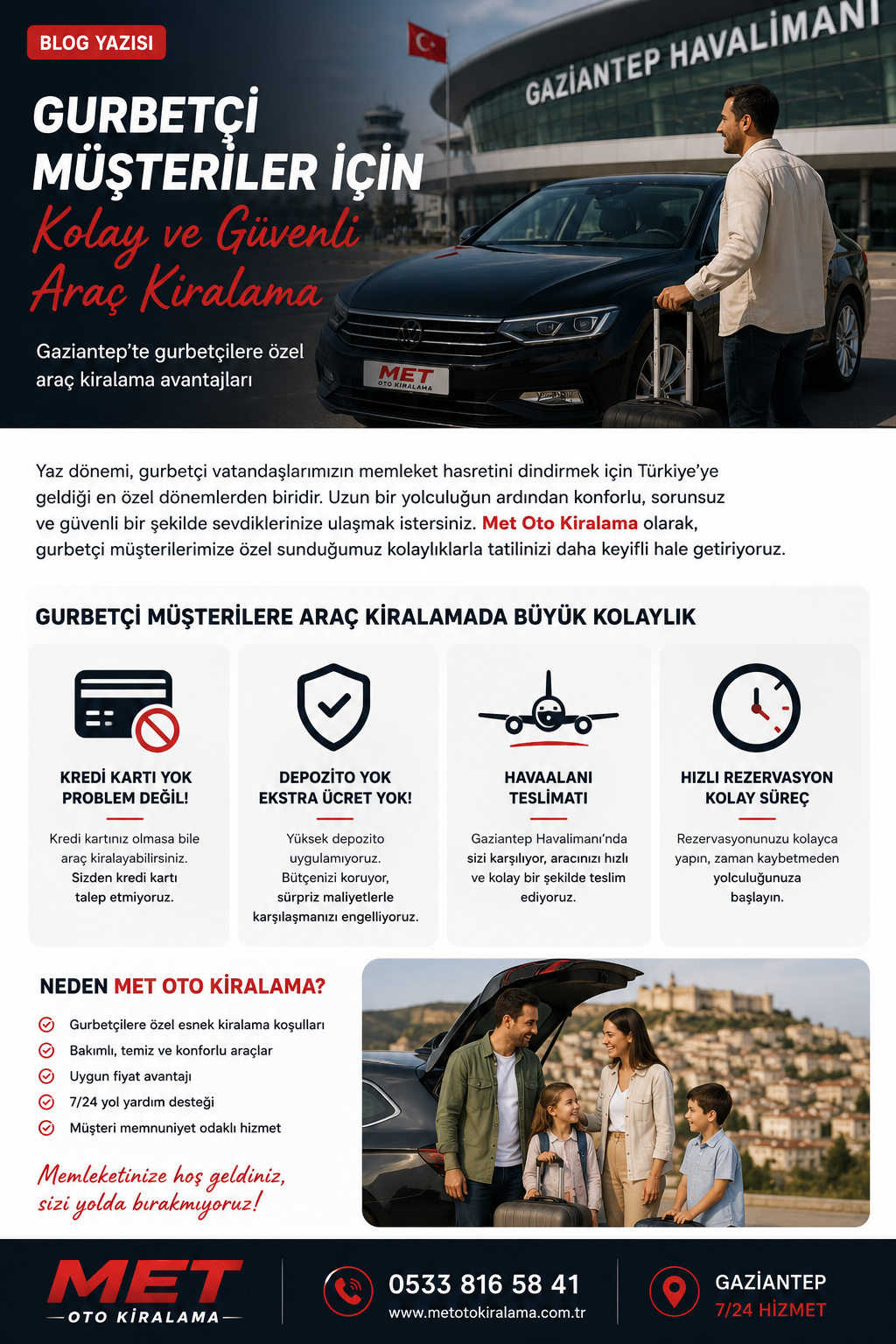Gurbetçi Müşteriler İçin Gaziantep te Araç Kiralama Kolaylığı